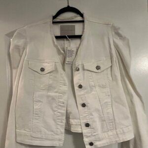 NWT Sanctuary denim white puffed sleeve jeans jacket,sz L
